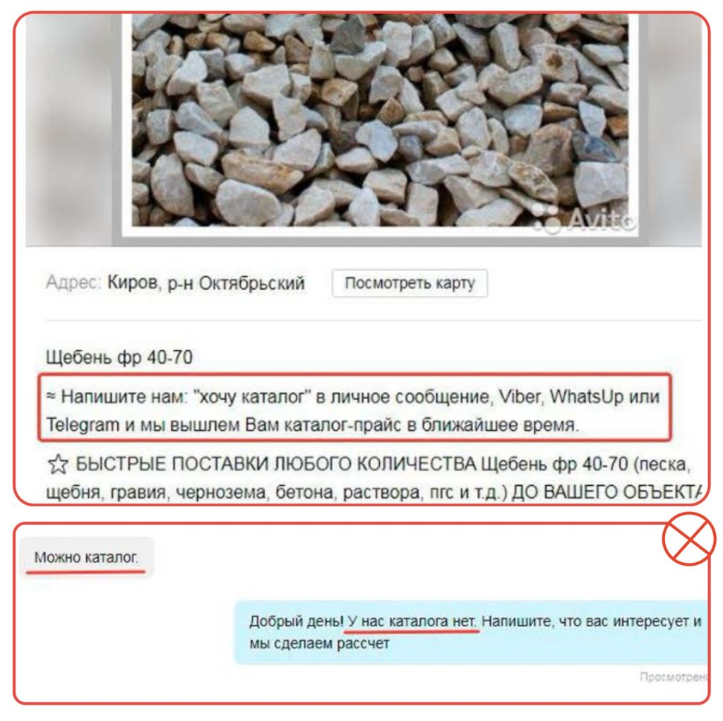 Несоответствие объявлению на Авито