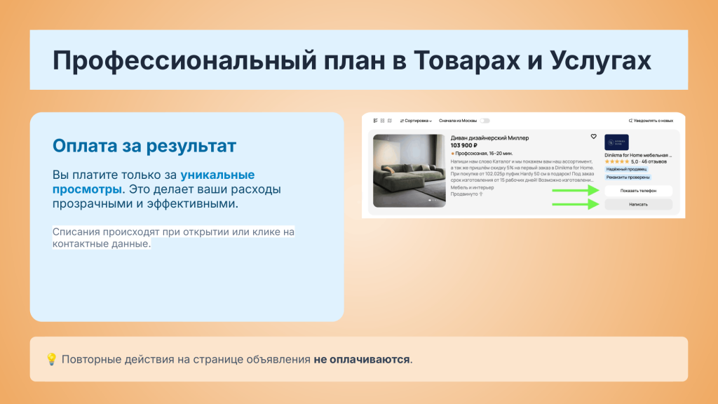 Принцип оплаты за просмотры в профессиональном плане Авито